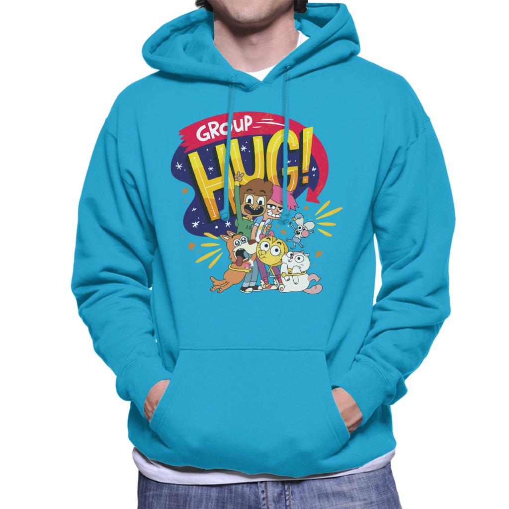 Boy Girl Dog Cat Mouse Cheese Group Hug Men's Hooded Sweatshirt-ALL + EVERY