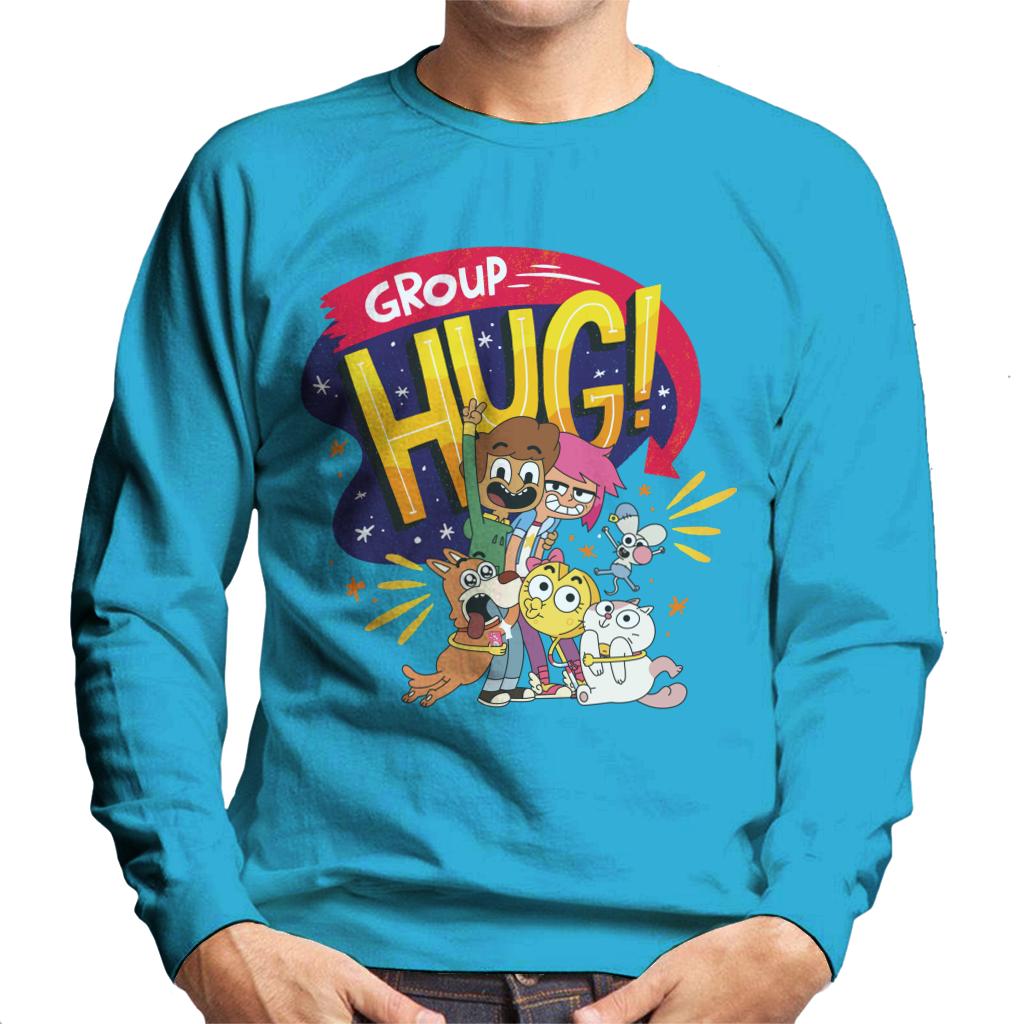 Boy Girl Dog Cat Mouse Cheese Group Hug Men's Sweatshirt-ALL + EVERY