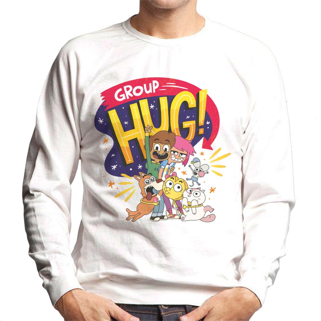 Boy Girl Dog Cat Mouse Cheese Group Hug Men's Sweatshirt-ALL + EVERY