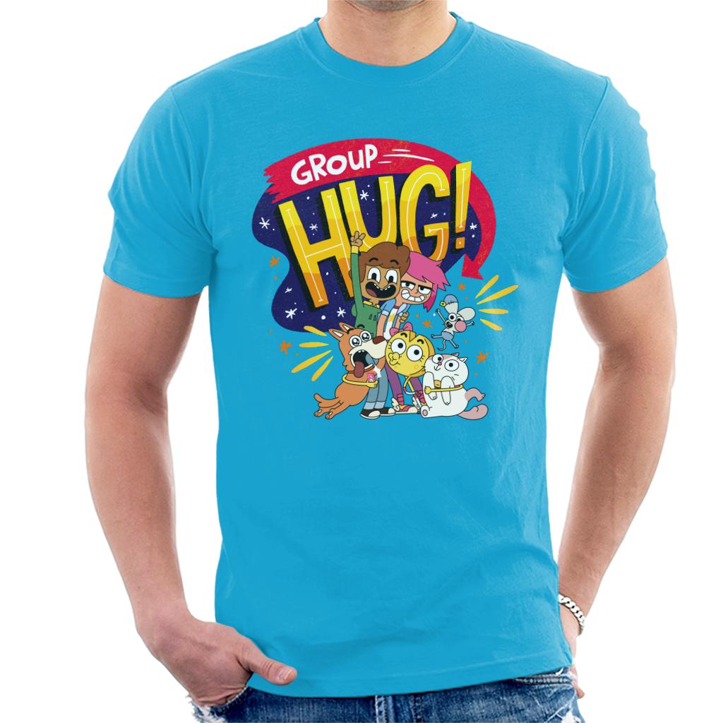 Boy Girl Dog Cat Mouse Cheese Group Hug Men's T-Shirt-ALL + EVERY