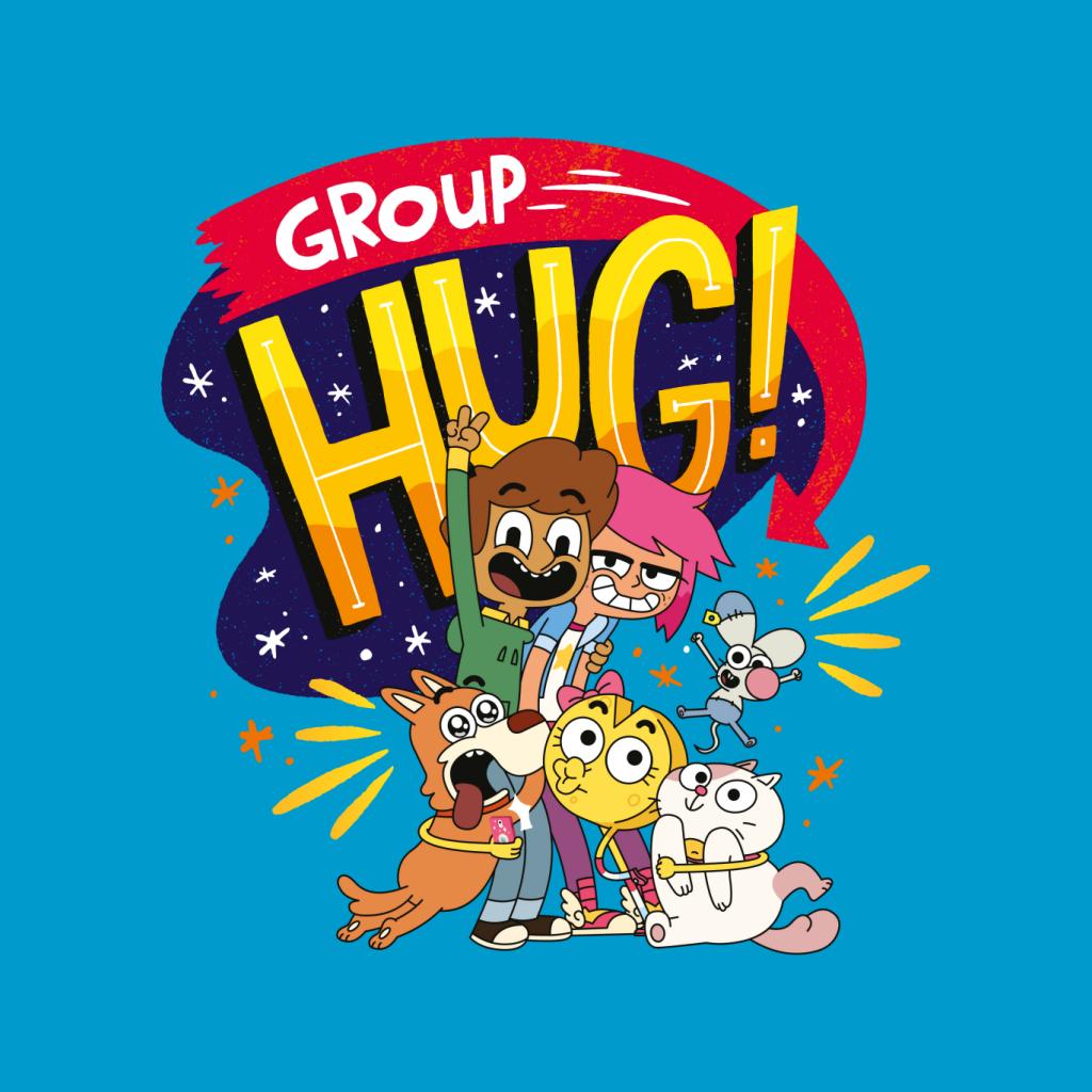 Boy Girl Dog Cat Mouse Cheese Group Hug Men's T-Shirt-ALL + EVERY