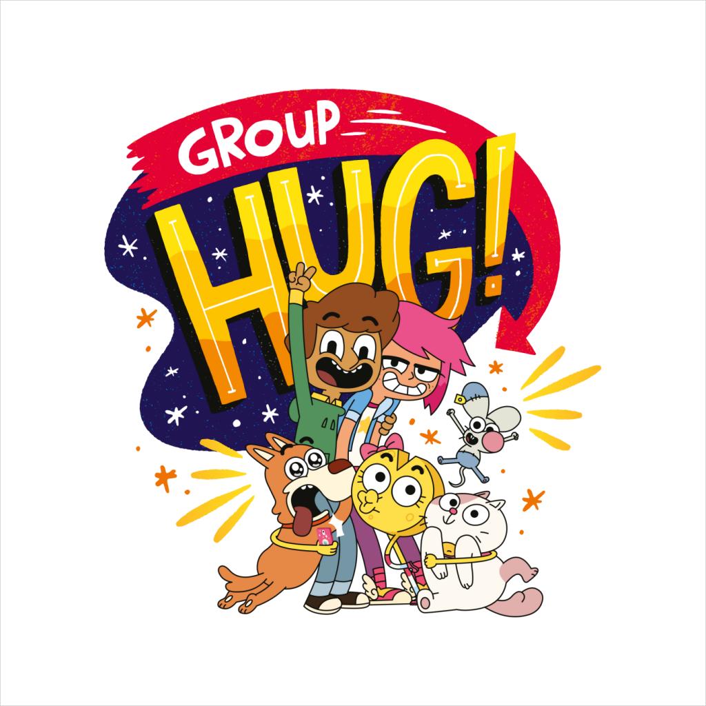 Boy Girl Dog Cat Mouse Cheese Group Hug Men's T-Shirt-ALL + EVERY