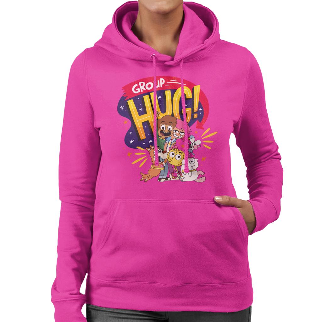 Boy Girl Dog Cat Mouse Cheese Group Hug Women's Hooded Sweatshirt-ALL + EVERY