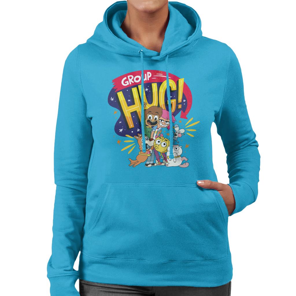 Boy Girl Dog Cat Mouse Cheese Group Hug Women's Hooded Sweatshirt-ALL + EVERY