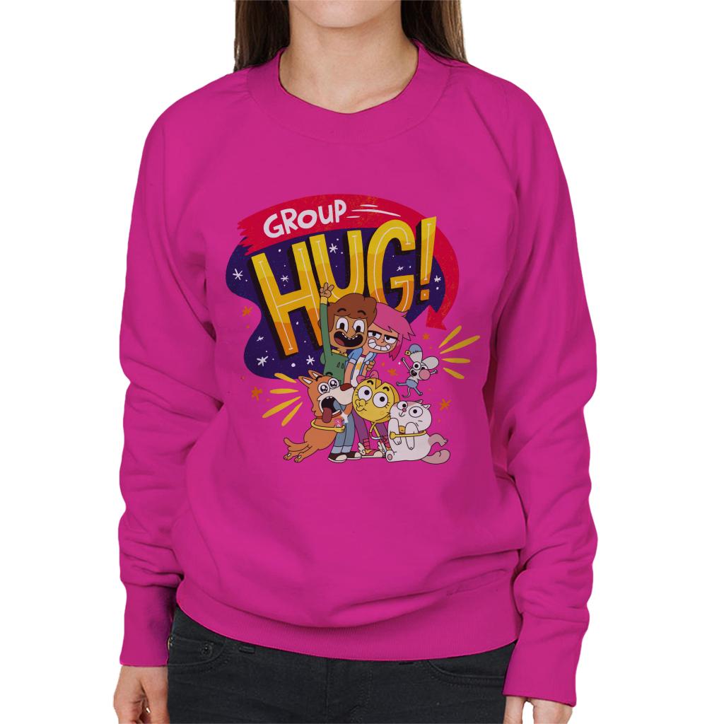 Boy Girl Dog Cat Mouse Cheese Group Hug Women's Sweatshirt-ALL + EVERY