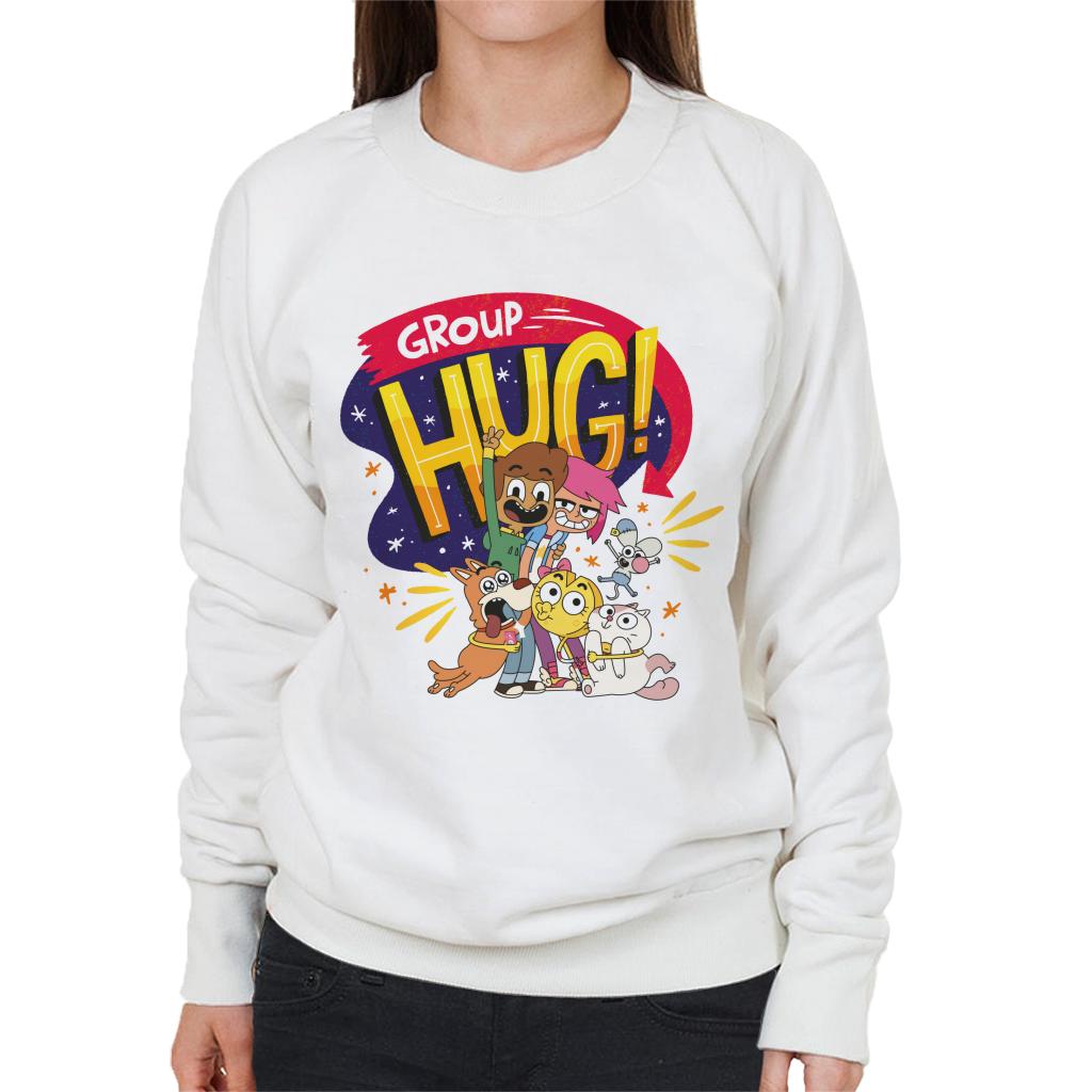 Boy Girl Dog Cat Mouse Cheese Group Hug Women's Sweatshirt-ALL + EVERY