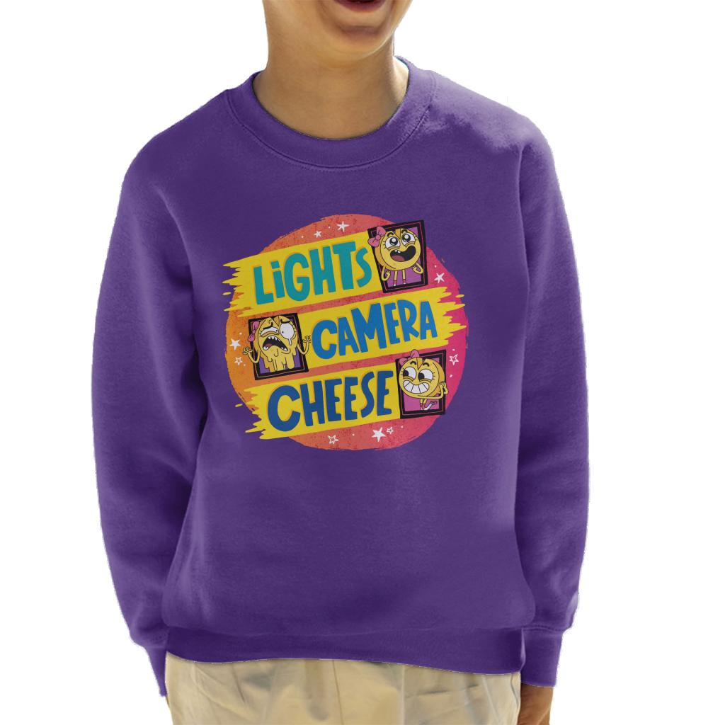 Boy Girl Dog Cat Mouse Cheese Lights Camera Cheese Kids Sweatshirt-ALL + EVERY