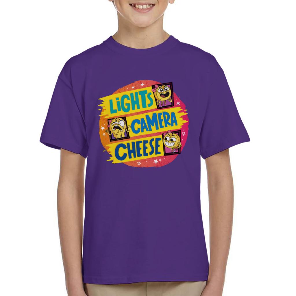 Boy Girl Dog Cat Mouse Cheese Lights Camera Cheese Kids T-Shirt-ALL + EVERY