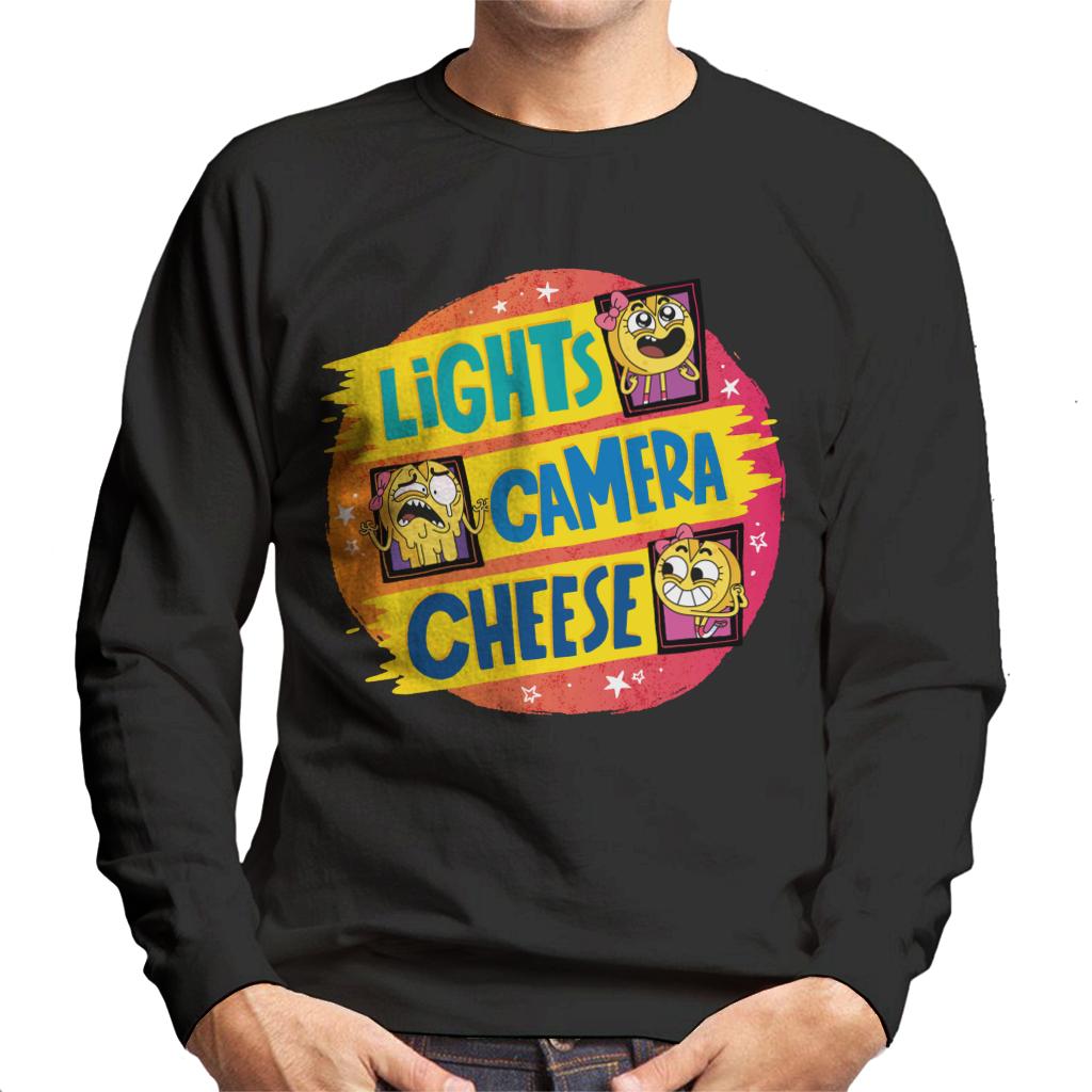 Boy Girl Dog Cat Mouse Cheese Lights Camera Cheese Men's Sweatshirt-ALL + EVERY