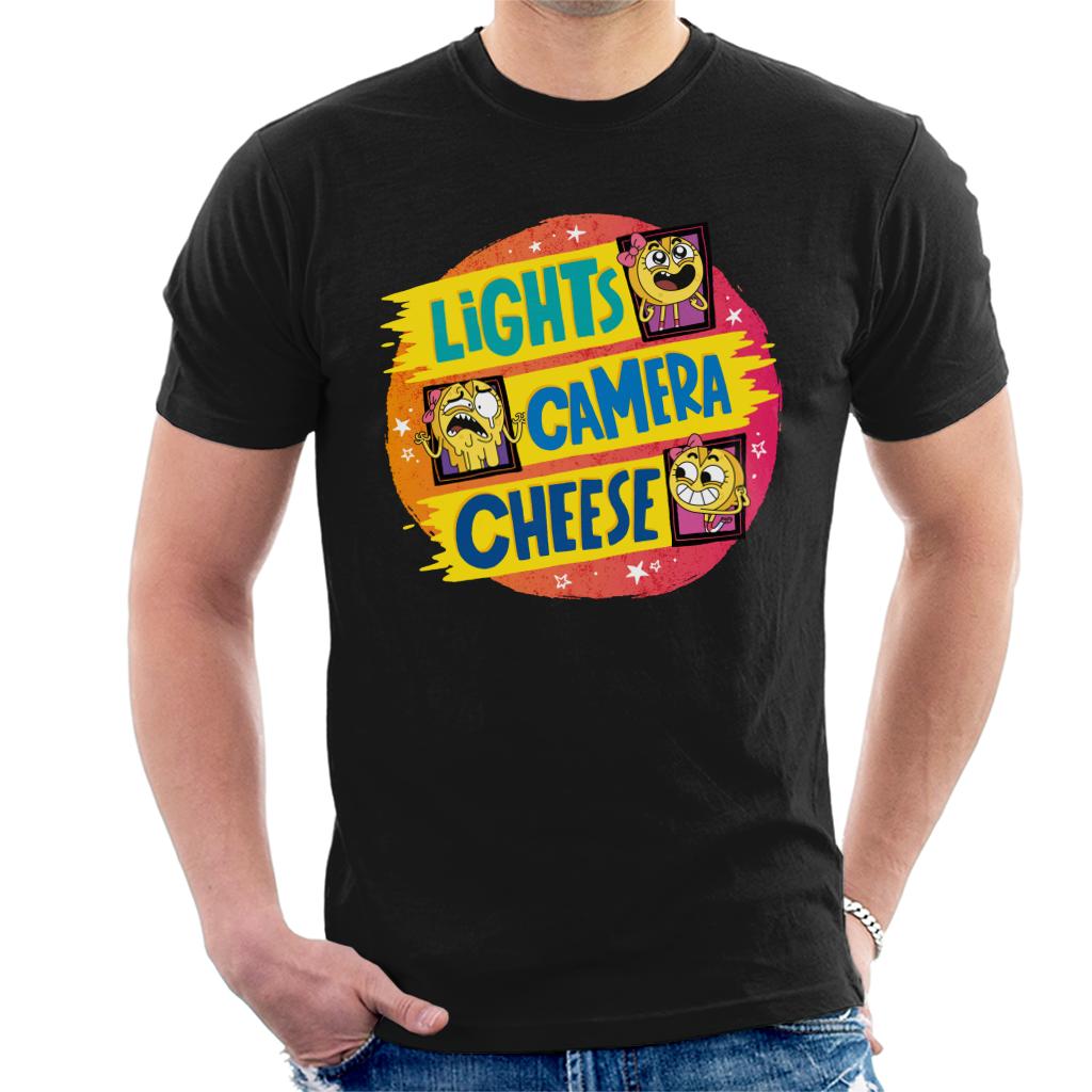 Boy Girl Dog Cat Mouse Cheese Lights Camera Cheese Men's T-Shirt-ALL + EVERY