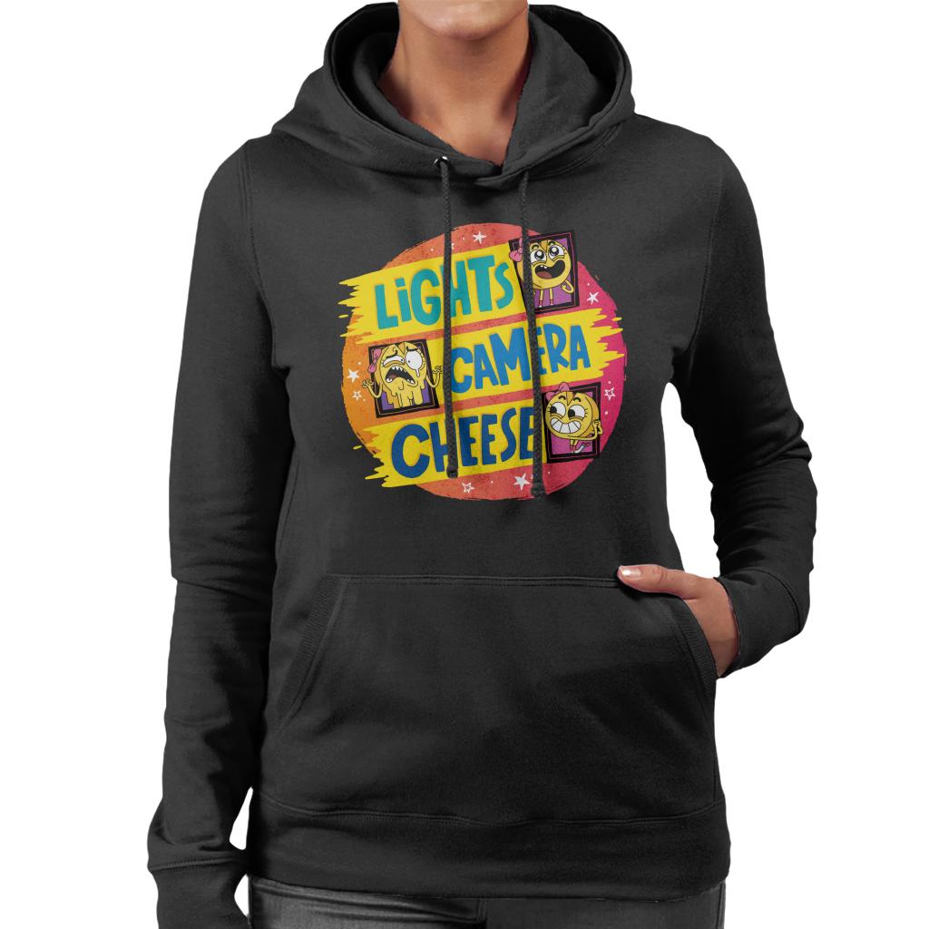 Boy Girl Dog Cat Mouse Cheese Lights Camera Cheese Women's Hooded Sweatshirt-ALL + EVERY