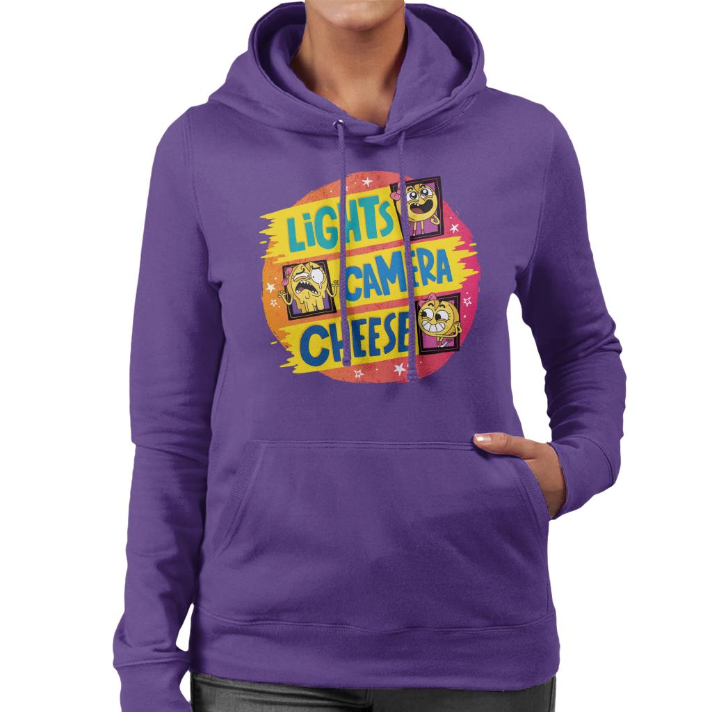 Boy Girl Dog Cat Mouse Cheese Lights Camera Cheese Women's Hooded Sweatshirt-ALL + EVERY