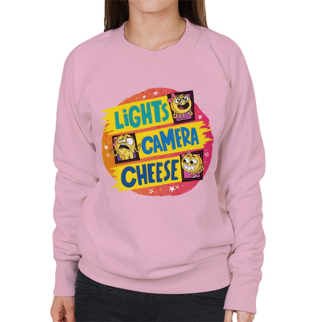 Boy Girl Dog Cat Mouse Cheese Lights Camera Cheese Women's Sweatshirt-ALL + EVERY