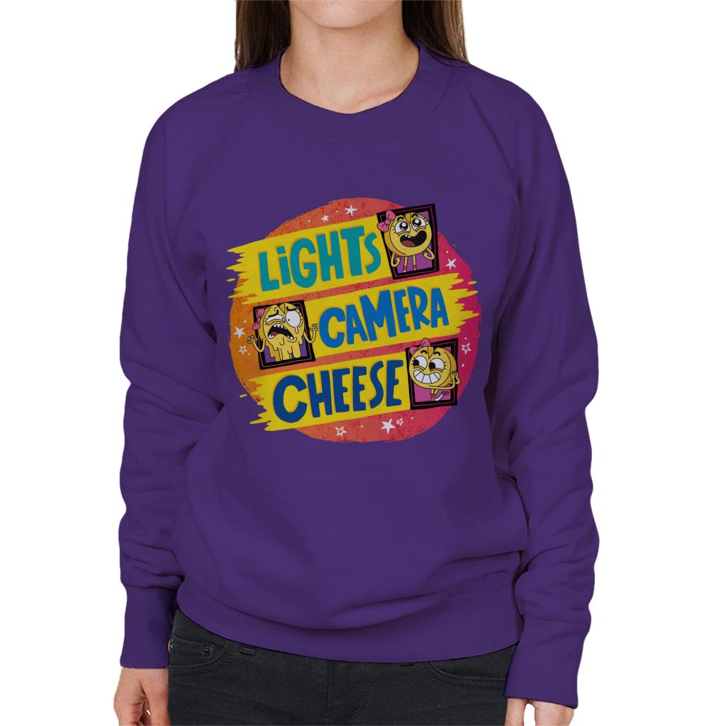 Boy Girl Dog Cat Mouse Cheese Lights Camera Cheese Women's Sweatshirt-ALL + EVERY