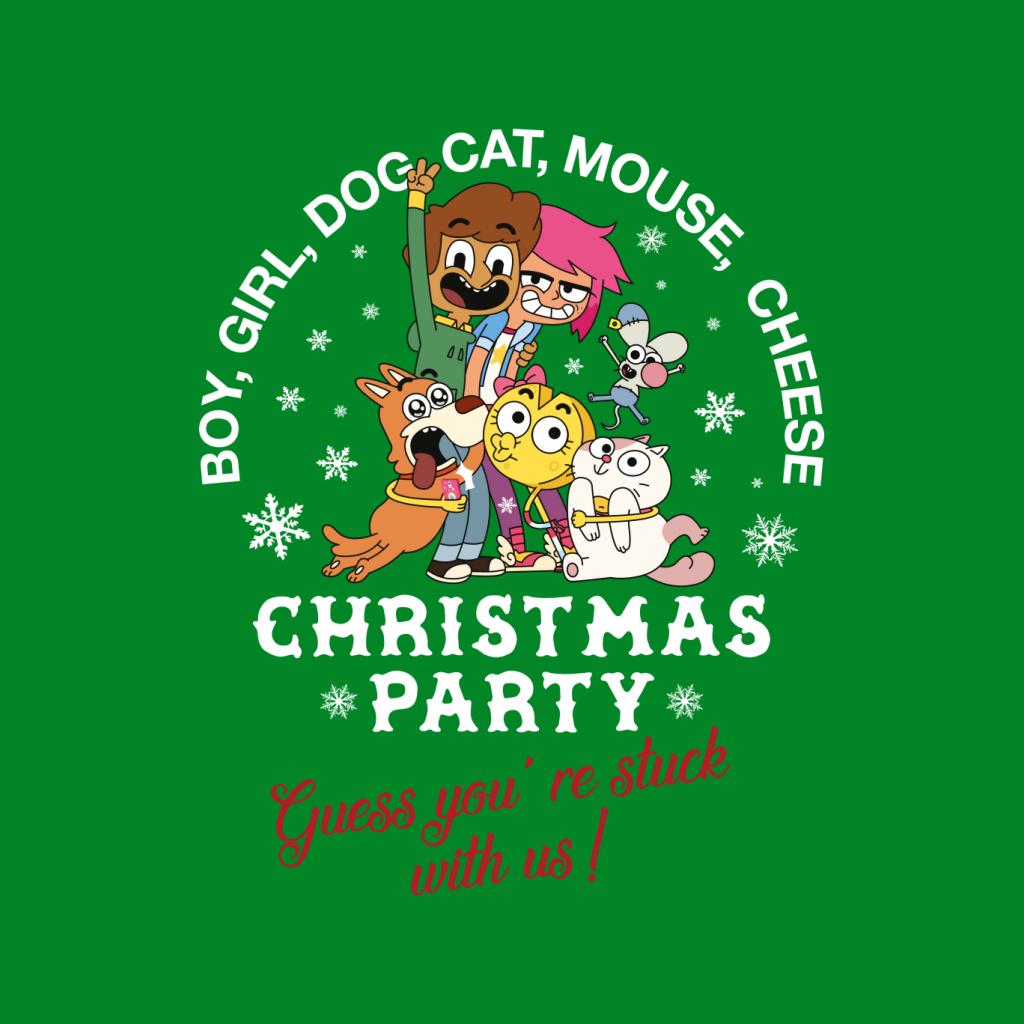 Boy Girl Dog Cat Mouse Cheese Christmas Party Men's T-Shirt-ALL + EVERY