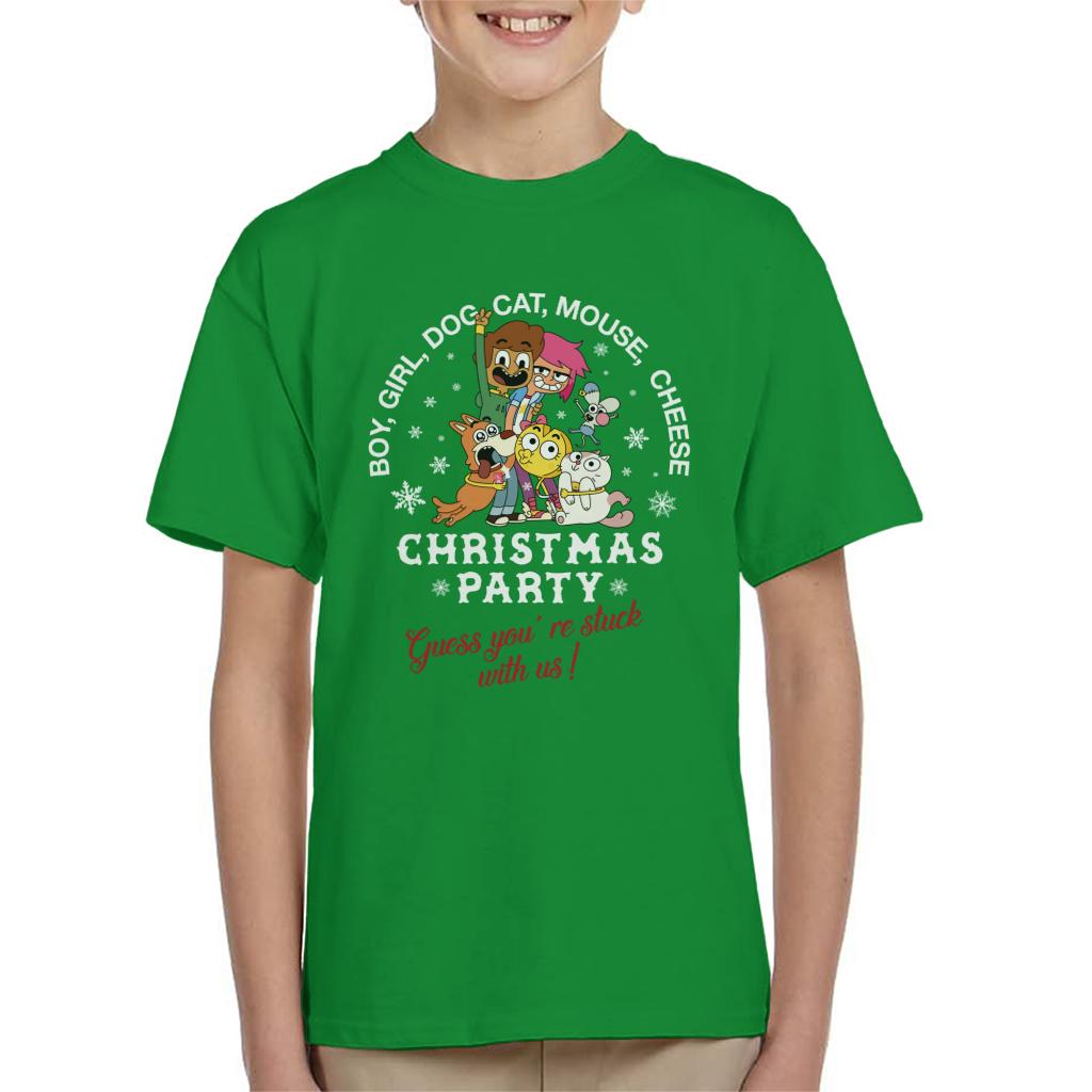 Boy Girl Dog Cat Mouse Cheese Christmas Party Kid's T-Shirt-ALL + EVERY