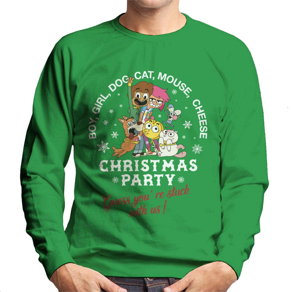 Boy Girl Dog Cat Mouse Cheese Christmas Party Men's Sweatshirt-ALL + EVERY