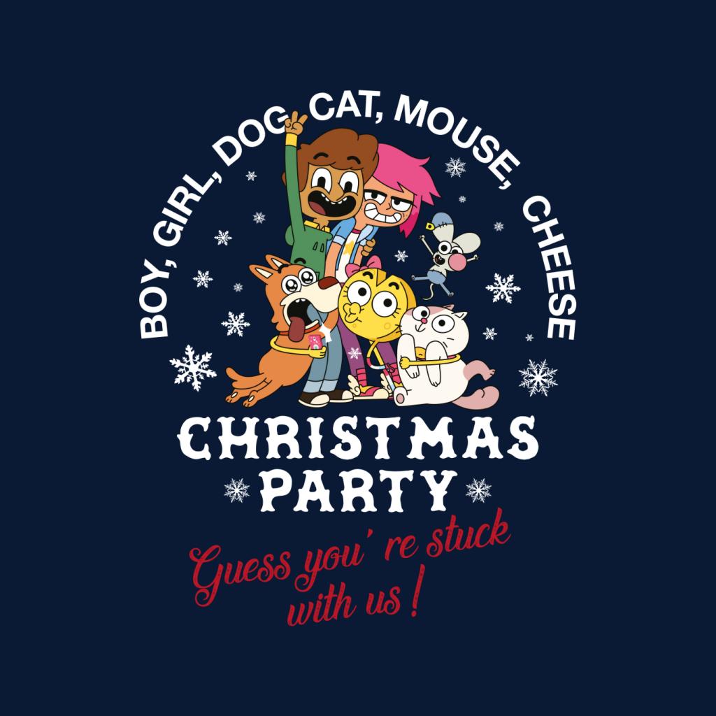 Boy Girl Dog Cat Mouse Cheese Christmas Party Men's T-Shirt-ALL + EVERY