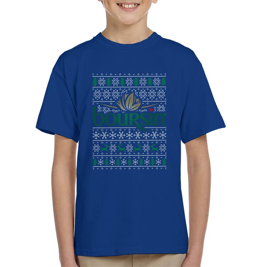 Boursin Christmas Knit Pattern Kid's T-Shirt-ALL + EVERY