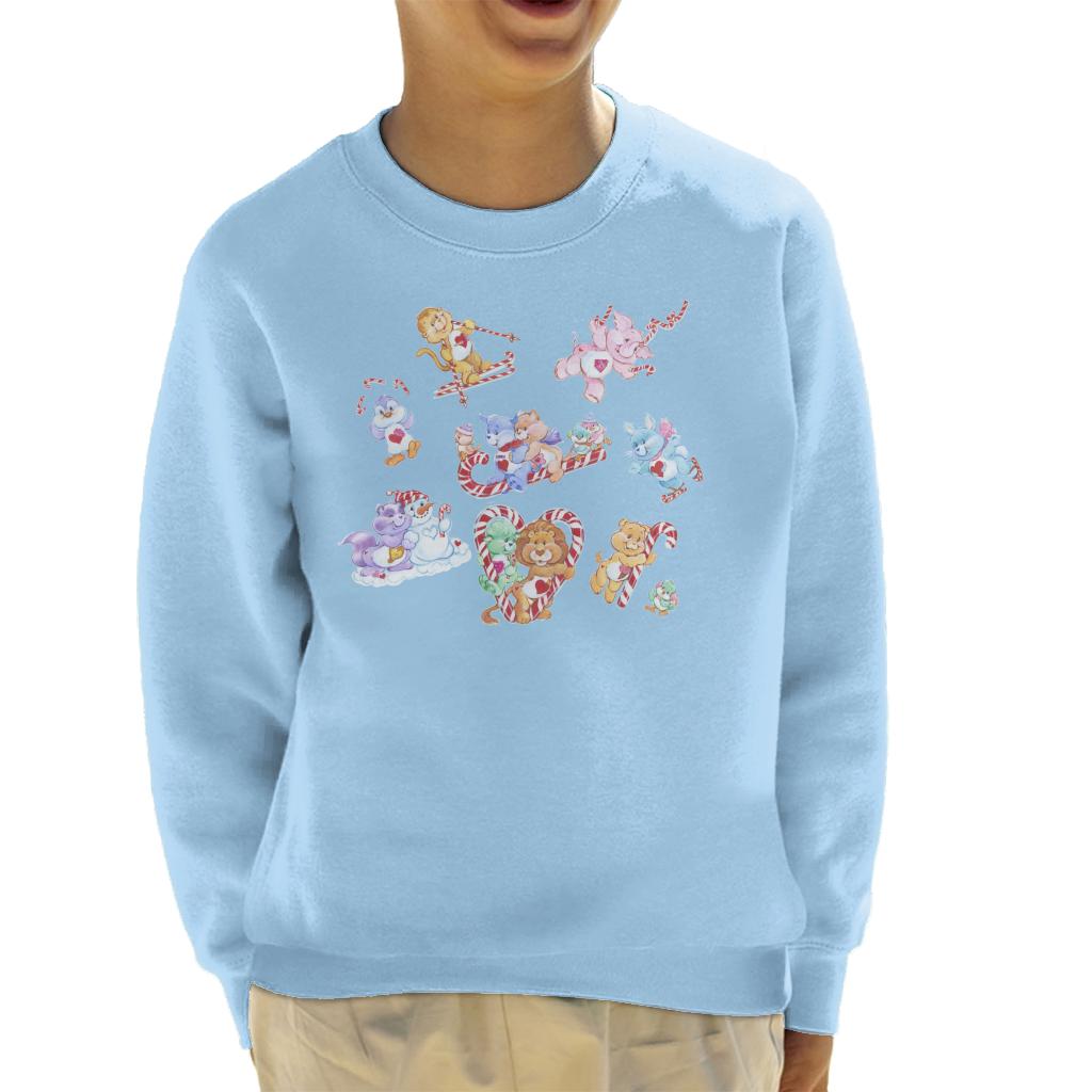 Care Bears Christmas Candy Cane Montage Kids Sweatshirt-ALL + EVERY