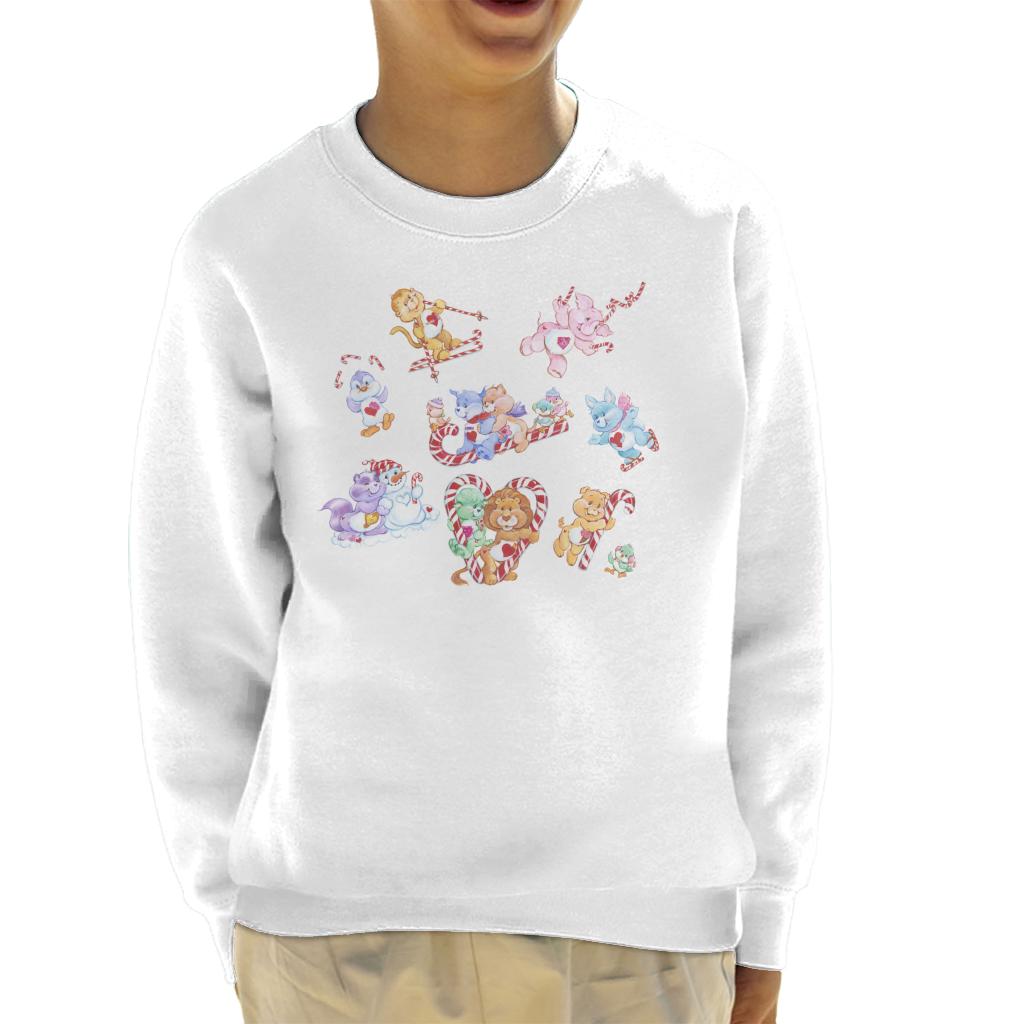 Care Bears Christmas Candy Cane Montage Kids Sweatshirt-ALL + EVERY