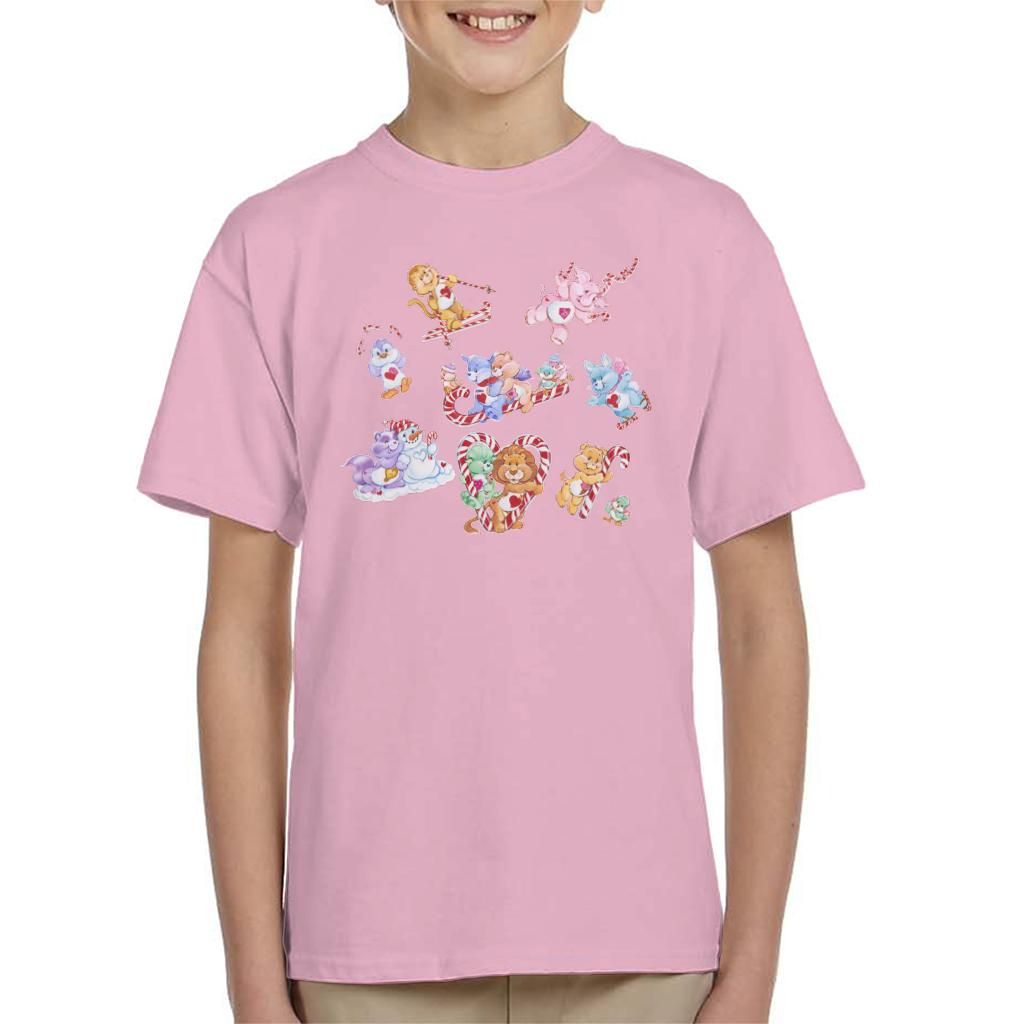 Care Bears Christmas Candy Cane Montage Kids T-Shirt-ALL + EVERY