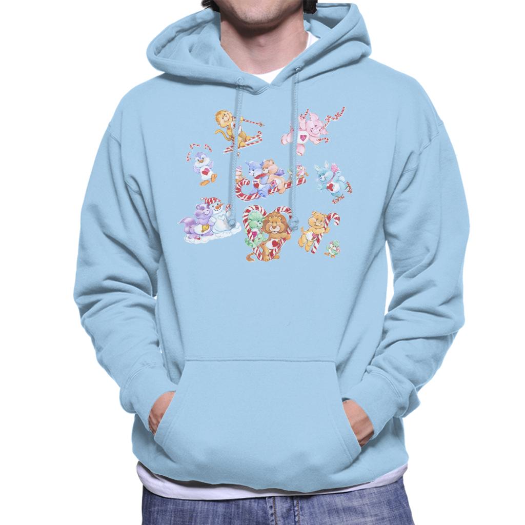 Care Bears Christmas Candy Cane Montage Men's Hooded Sweatshirt-ALL + EVERY