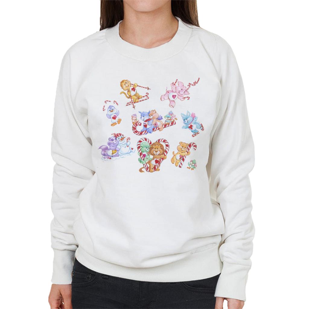 Care Bears Christmas Candy Cane Montage Women's Sweatshirt-ALL + EVERY