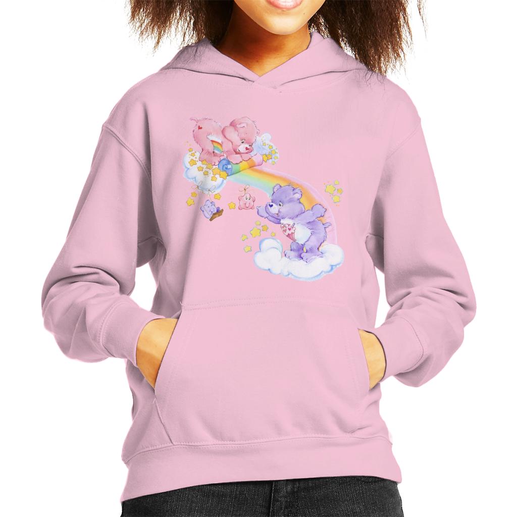 Care Bears Cheer Bear And Share Bear Unrolling A Rainbow Kid's Hooded Sweatshirt-ALL + EVERY