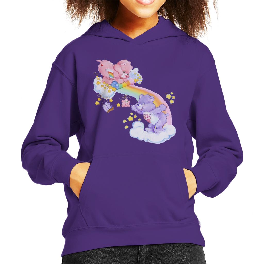 Care Bears Cheer Bear And Share Bear Unrolling A Rainbow Kid's Hooded Sweatshirt-ALL + EVERY