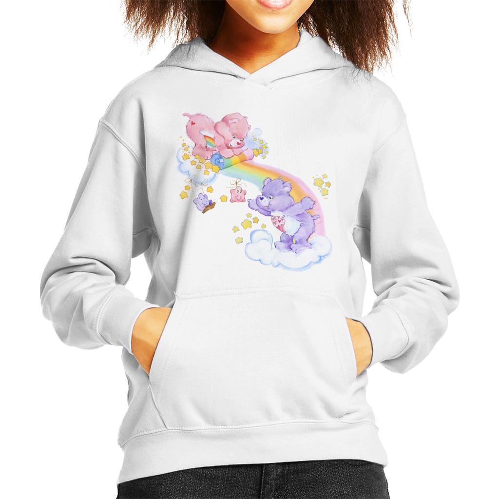 Care Bears Cheer Bear And Share Bear Unrolling A Rainbow Kid's Hooded Sweatshirt-ALL + EVERY