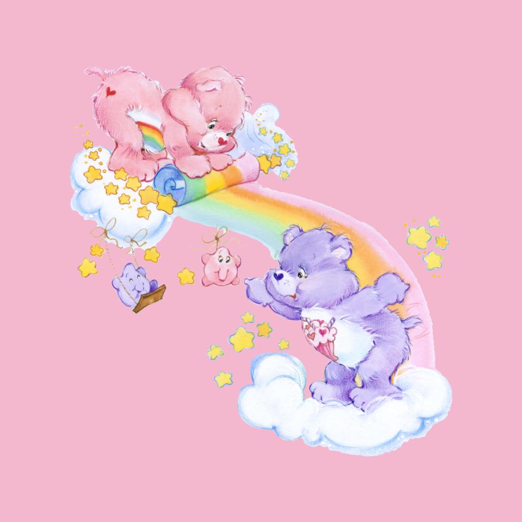 Care Bears Cheer Bear And Share Bear Unrolling A Rainbow Kid's Hooded Sweatshirt-ALL + EVERY