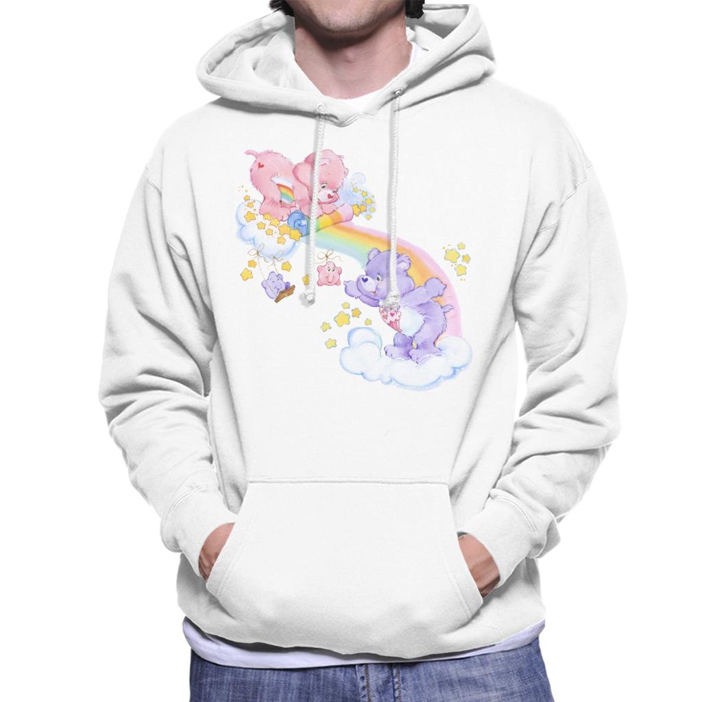 Care Bears Cheer Bear And Share Bear Unrolling A Rainbow Men's Hooded Sweatshirt-ALL + EVERY