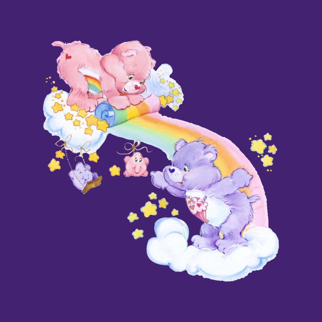 Care Bears Cheer Bear And Share Bear Unrolling A Rainbow Women's Hooded Sweatshirt-ALL + EVERY