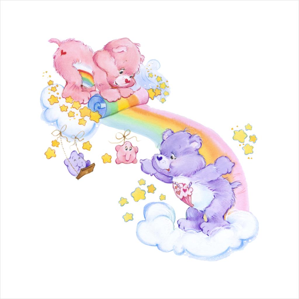 Care Bears Cheer Bear And Share Bear Unrolling A Rainbow Women's Hooded Sweatshirt-ALL + EVERY