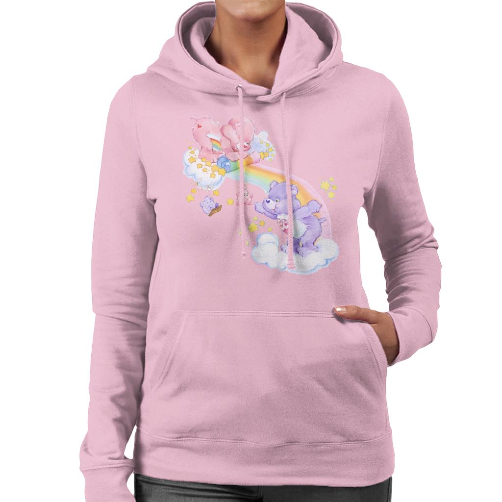 Care Bears Cheer Bear And Share Bear Unrolling A Rainbow Women's Hooded Sweatshirt-ALL + EVERY