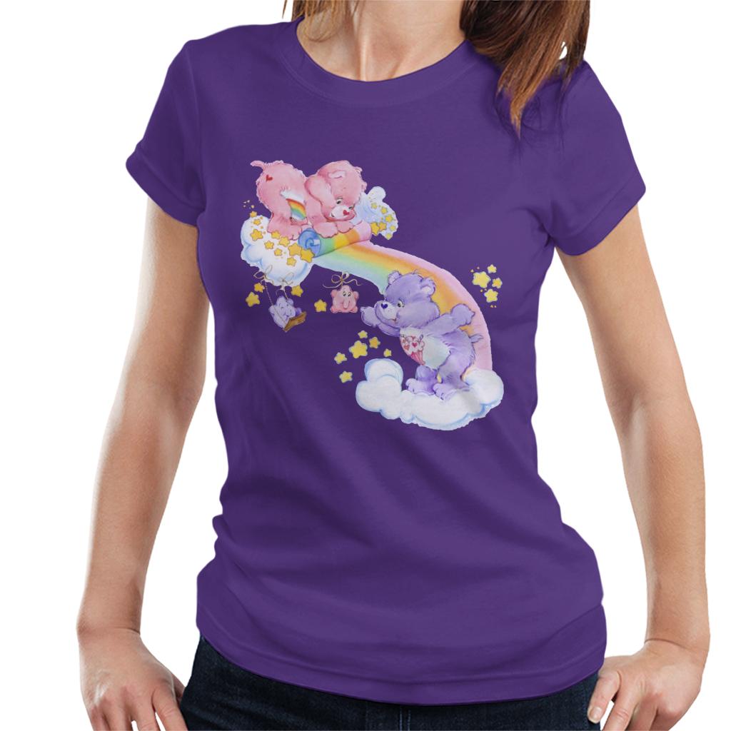 Care Bears Cheer Bear And Share Bear Unrolling A Rainbow Women's T-Shirt-ALL + EVERY