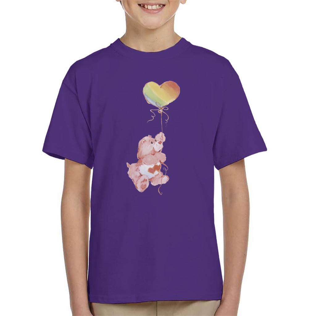 Care Bears Love A Lot Bear Holding On To Rainbow Balloon Kid's T-Shirt-ALL + EVERY