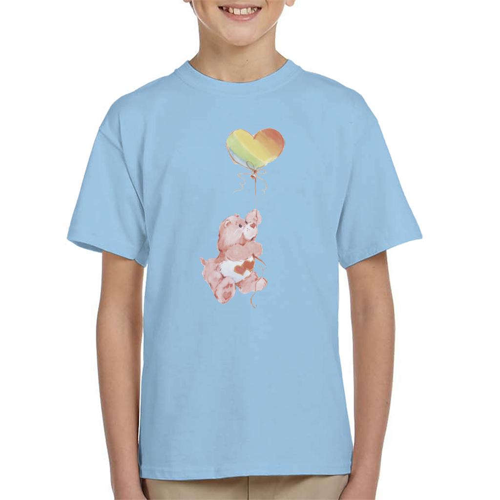 Care Bears Love A Lot Bear Holding On To Rainbow Balloon Kid's T-Shirt-ALL + EVERY