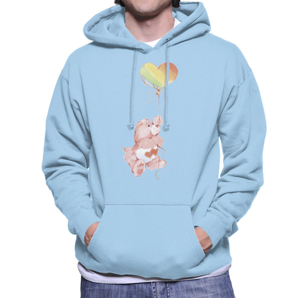 Care Bears Love A Lot Bear Holding On To Rainbow Balloon Men's Hooded Sweatshirt-ALL + EVERY