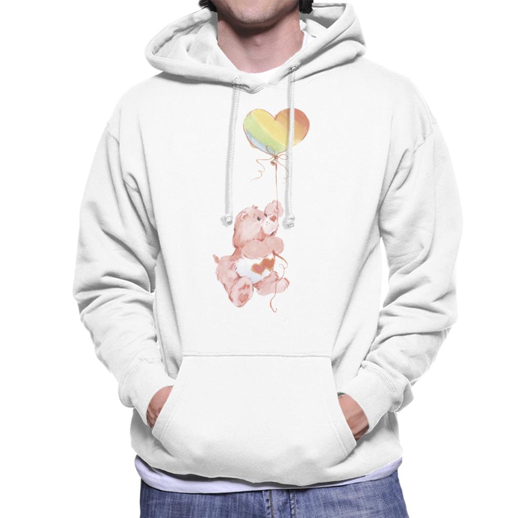 Care Bears Love A Lot Bear Holding On To Rainbow Balloon Men's Hooded Sweatshirt-ALL + EVERY