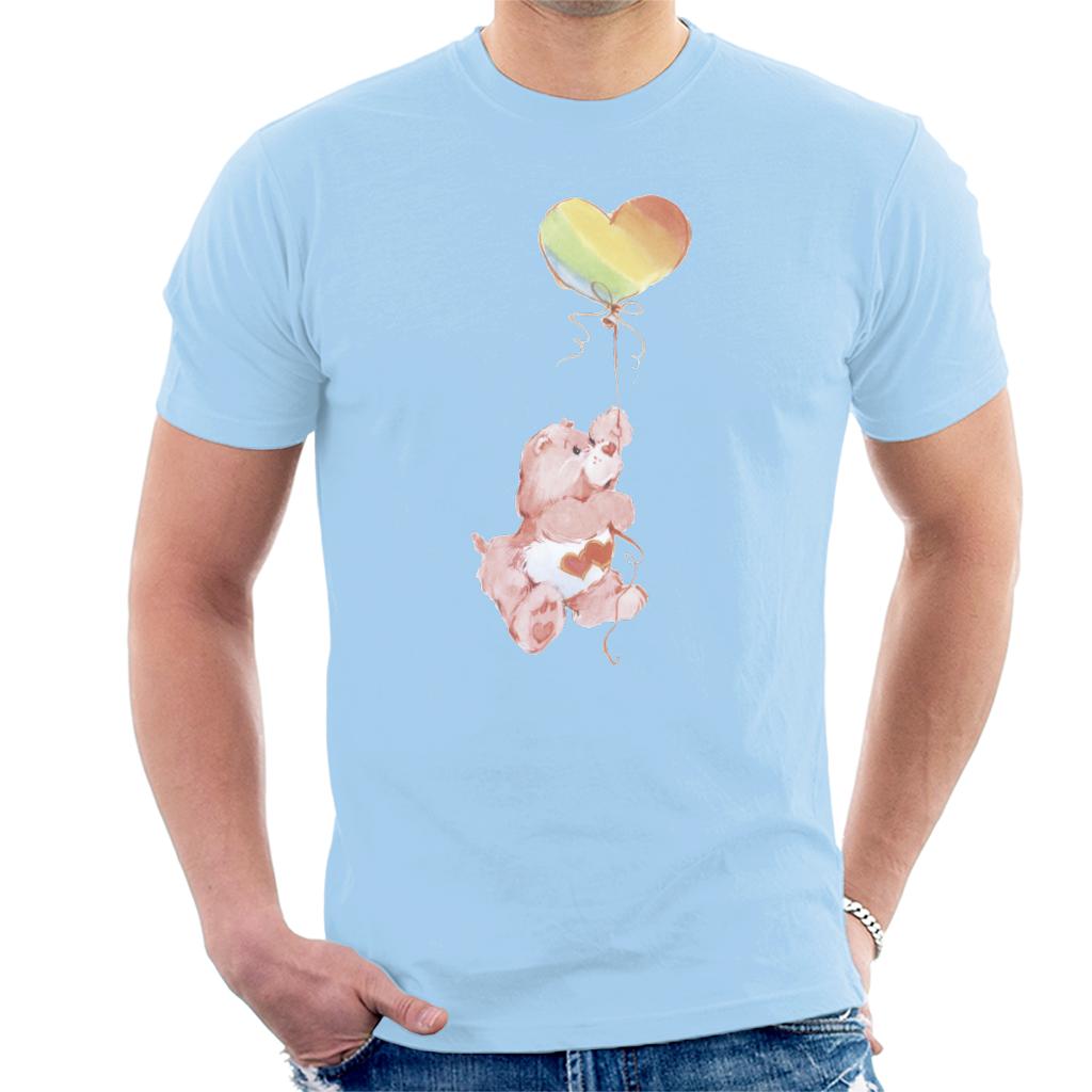 Care Bears Love A Lot Bear Holding On To Rainbow Balloon Men's T-Shirt-ALL + EVERY