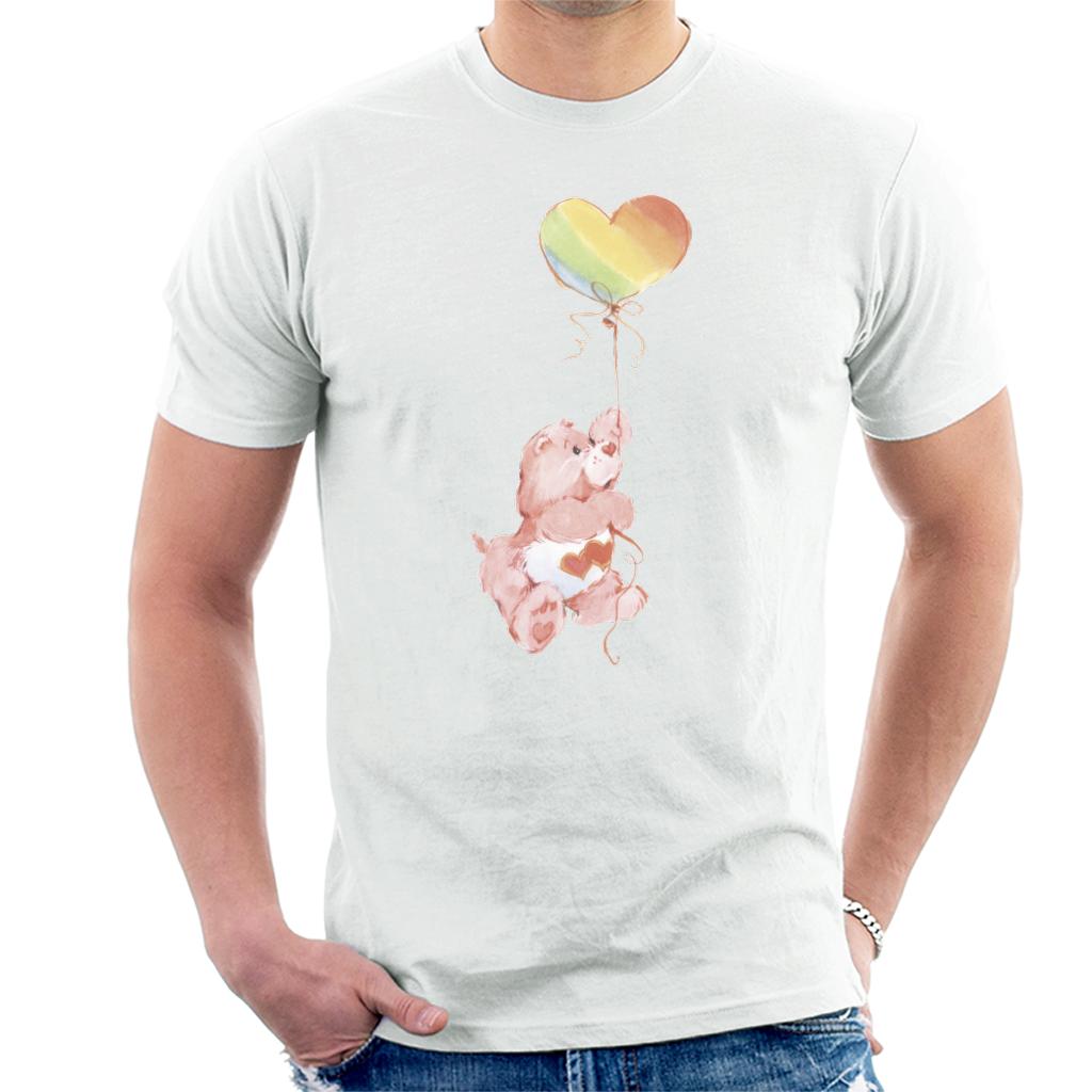 Care Bears Love A Lot Bear Holding On To Rainbow Balloon Men's T-Shirt-ALL + EVERY