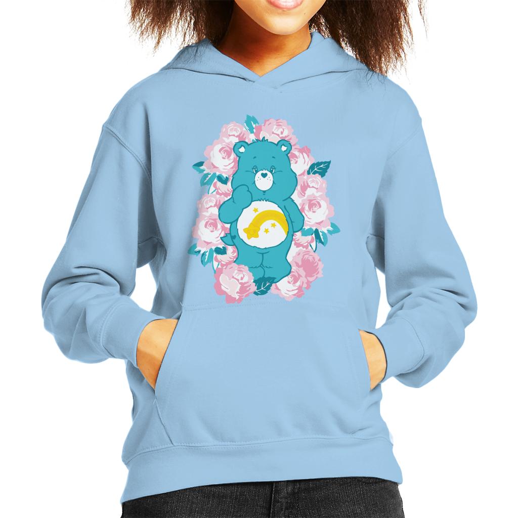 Care Bears Wish Bear Pink Flowers Kid's Hooded Sweatshirt-ALL + EVERY