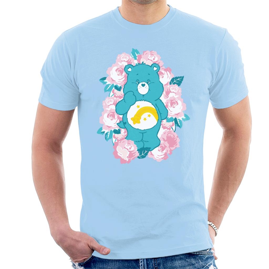 Care Bears Wish Bear Pink Flowers Men's T-Shirt-ALL + EVERY