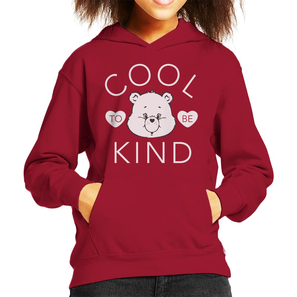 Care Bears Tenderheart Bear Cool To Be Kind White Text Kid's Hooded Sweatshirt-ALL + EVERY