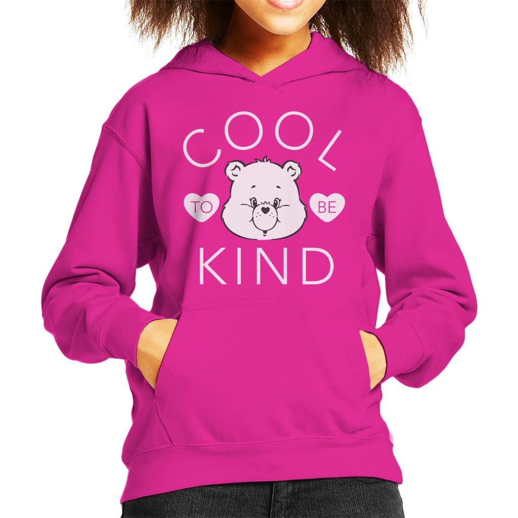 Care Bears Tenderheart Bear Cool To Be Kind White Text Kid's Hooded Sweatshirt-ALL + EVERY