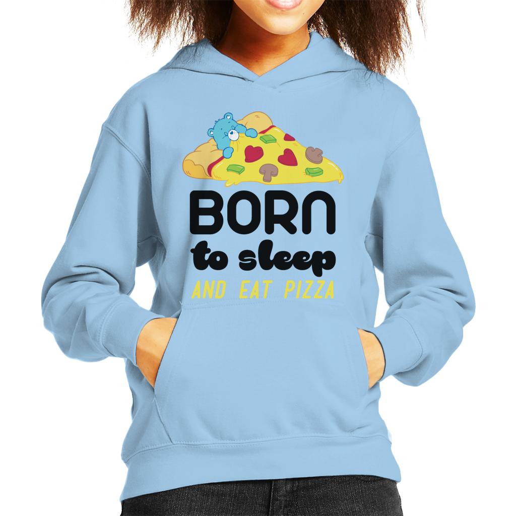 Care Bears Bedtime Bear Born To Sleep And Eat Pizza Kid's Hooded Sweatshirt-ALL + EVERY