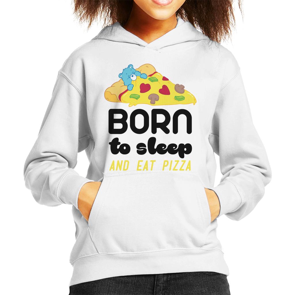 Care Bears Bedtime Bear Born To Sleep And Eat Pizza Kid's Hooded Sweatshirt-ALL + EVERY