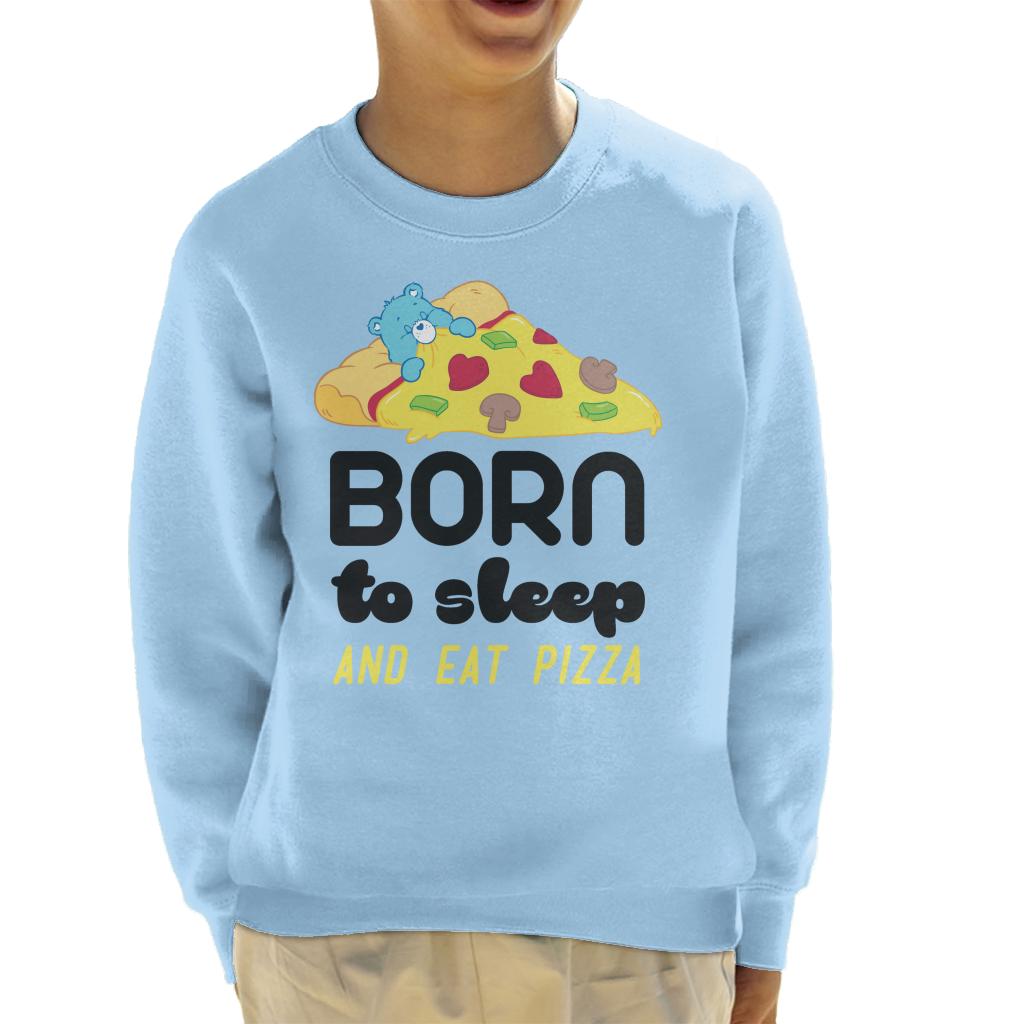 Care Bears Bedtime Bear Born To Sleep And Eat Pizza Kid's Sweatshirt-ALL + EVERY